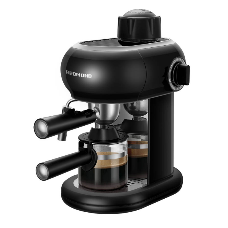 

Кофеварка рожковая REDMOND RCM-1521, молотый, 350мл, ручной капучинатор, черный, 800Вт, RCM-1521