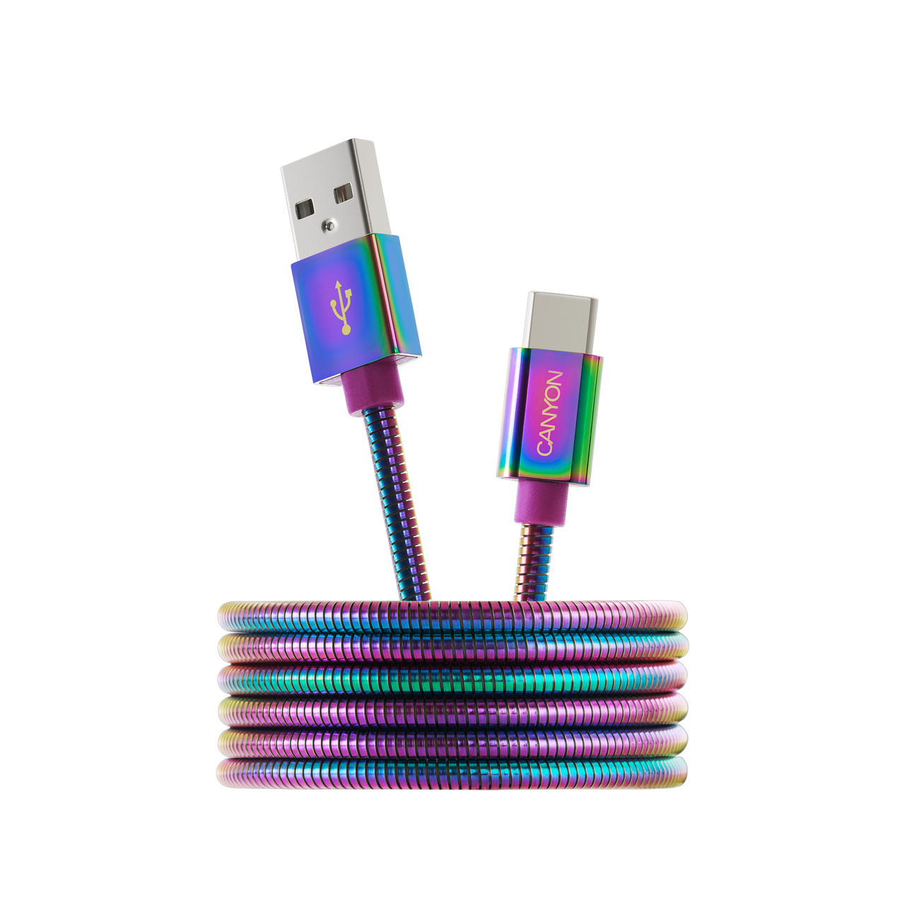 Кабель USB 2.0(Am)-USB 2.0 Type-C(m), 2A быстрая зарядка, 1.2м, градиент Canyon UC-7 (CNS-USBC7RW)