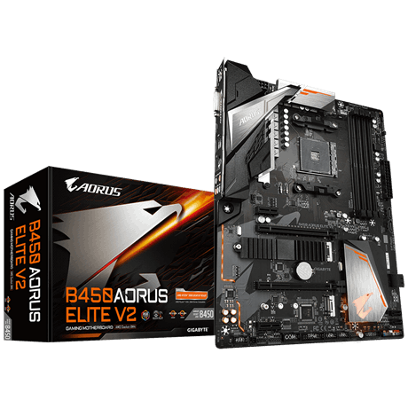 

Материнская плата GIGABYTE B450 AORUS ELITE V2, SocketAM4, AMD B450, 4xDDR4, 2PCI-Ex16, 6SATA3, 7.1-ch, GLAN, 6 USB 3.1, DVI, HDMI, ATX, Retail, B450 AORUS ELITE V2