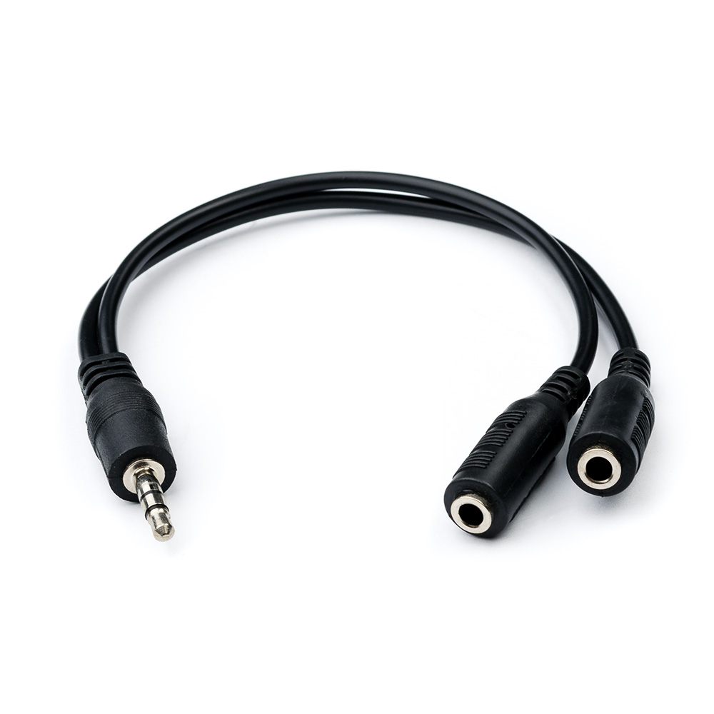 

Кабель-разветвитетель Jack 3.5mm(F)-2xJack 3.5mm(M), 10см, черный ATCOM AT6850 (AT6850), AT6850