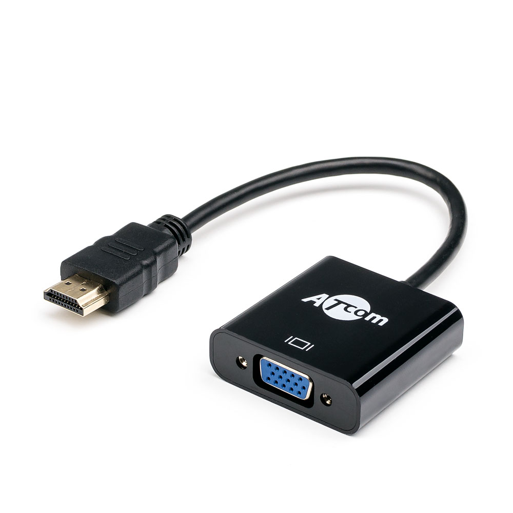 Переходник (адаптер) HDMI(19M)-VGA(15F), 10 см, Atcom AT1013