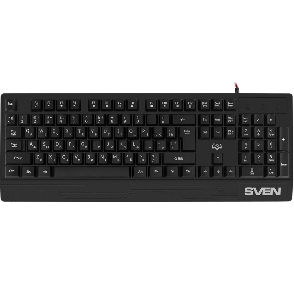 

Клавиатура проводная Sven KB-G8300, мембранная, подсветка, USB, черный (SV-019280), KB-G8300
