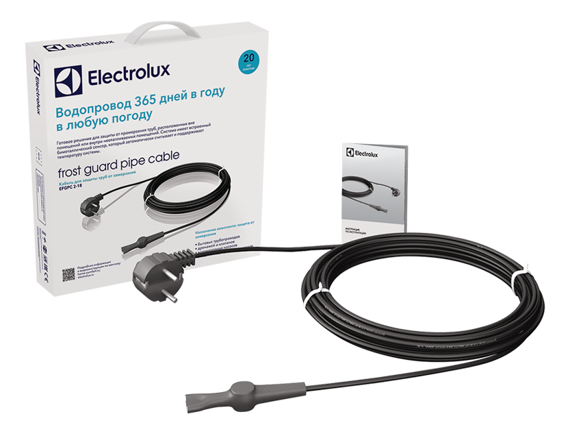 

Теплый пол греющий кабель двухжильный 8 м, 144 Вт / 18 Вт/м, без термостата, Electrolux EFGPC 2-18-8 (НС-1068074), EFGPC 2-18-8