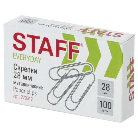 Скрепки Staff, 2.8 см x 7 мм, 100 шт
