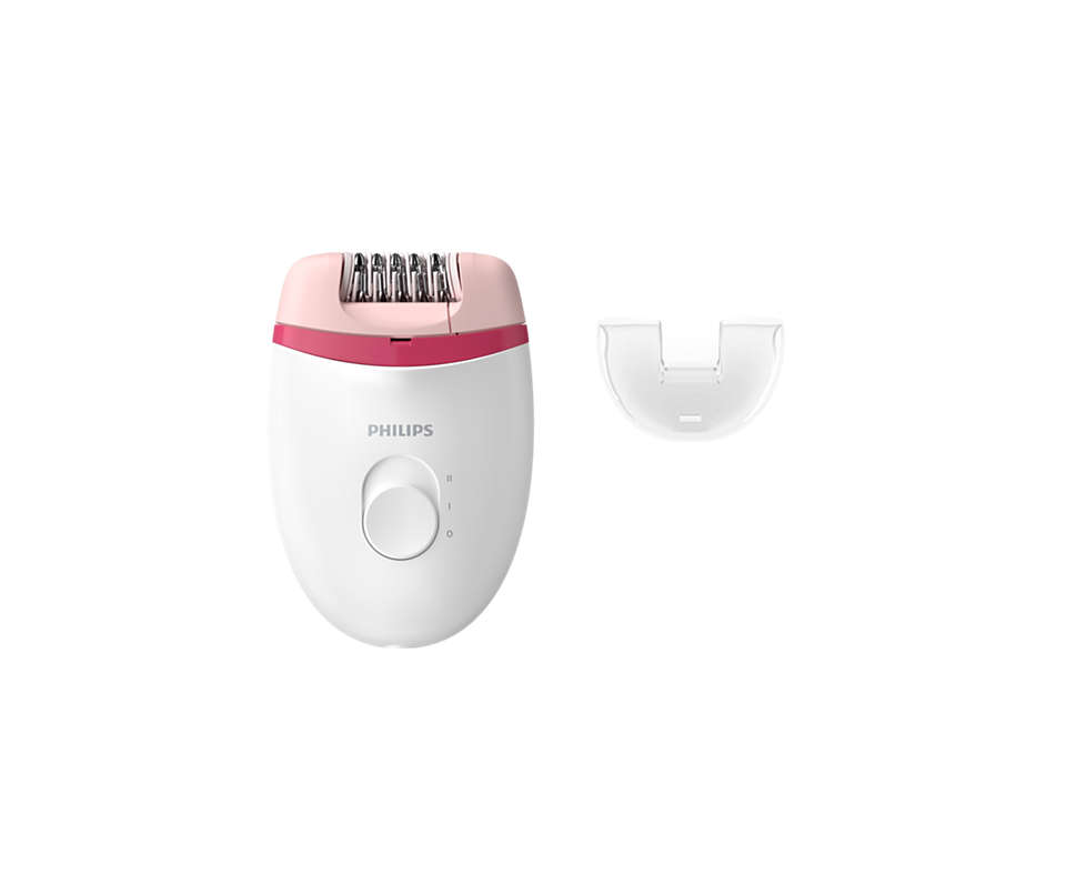 

Эпилятор Philips BRE235/00 Satinelle Essential, питание от сети, 2 скорости работы, возможность промывать эпилирующую головку, 1 насадка, щеточка для очистки, белый/розовый (3806802), BRE235/00 Satinelle Essential