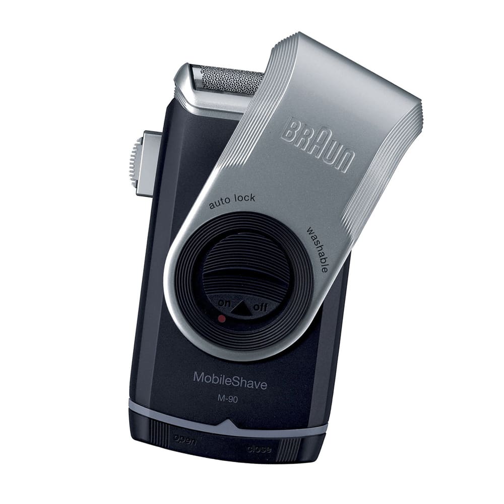 

Бритва Braun MobileShave M-90, очистка под проточной водой, триммер для точного бритья, щеточка для чистки, черный (81600362), MobileShave M-90