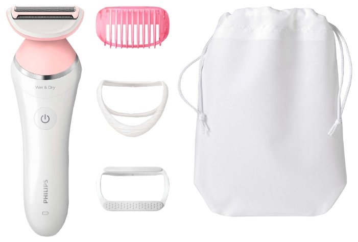 

Электробритва для женщин Philips BRL140 SatinShave Advanced, способ бритья: сухое/влажное, количество бритвенных секций: 1, количество насадок: 3, встроенный триммер, питание автономное, дорожный чехол, белый/розовый (BRL140/00), BRL140 SatinShave Advance