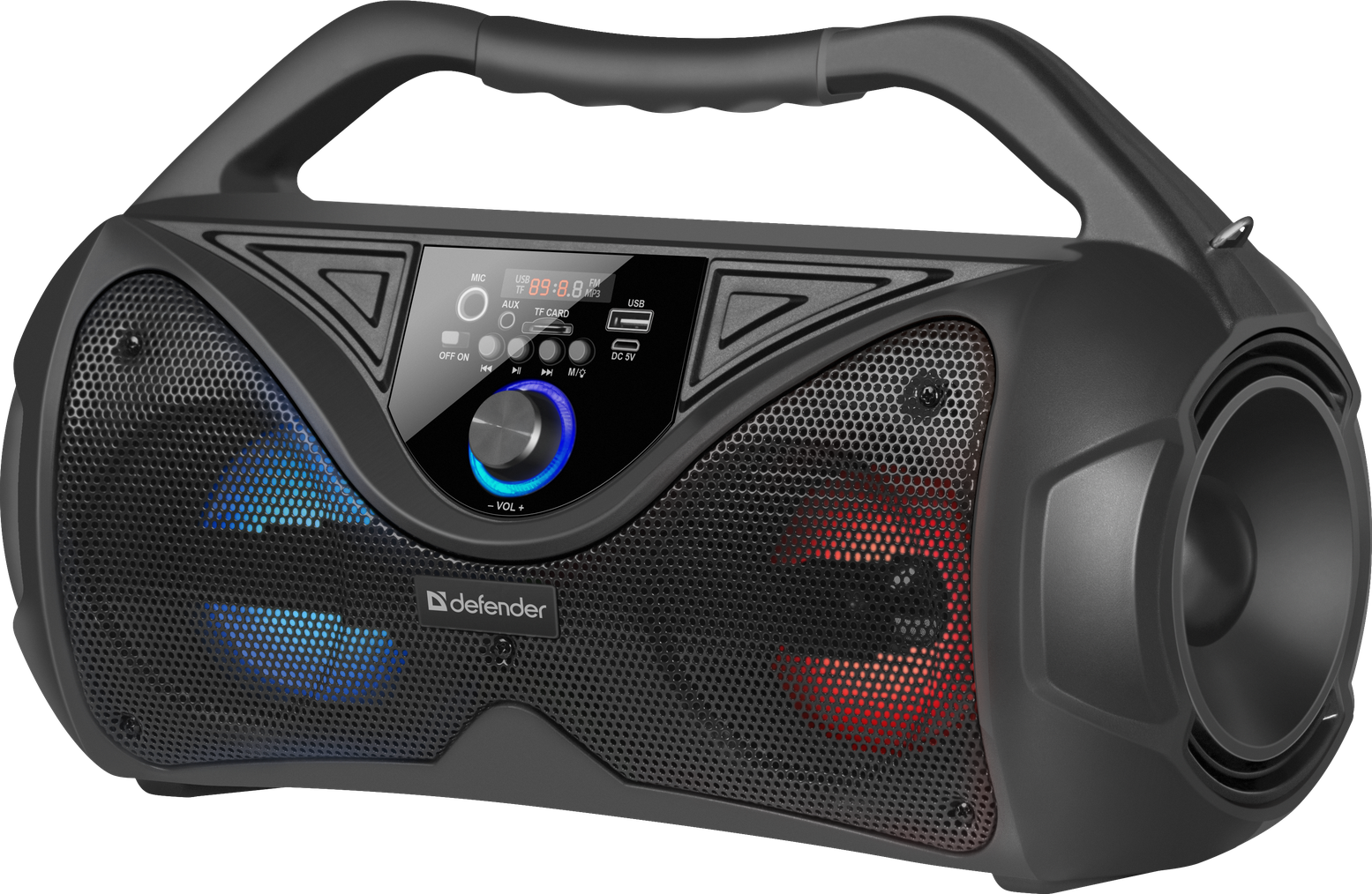 

Портативная акустика Defender G108, 20 Вт, FM, USB, microSD, Bluetooth, подсветка, черный (65108), G108