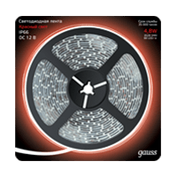 

Лента светодиодная LED 2835/60-SMD, 5 м, SMD 2835, 5 Вт на метр, 12V, красный, IP66 Gauss (311000705), LED 2835/60-SMD