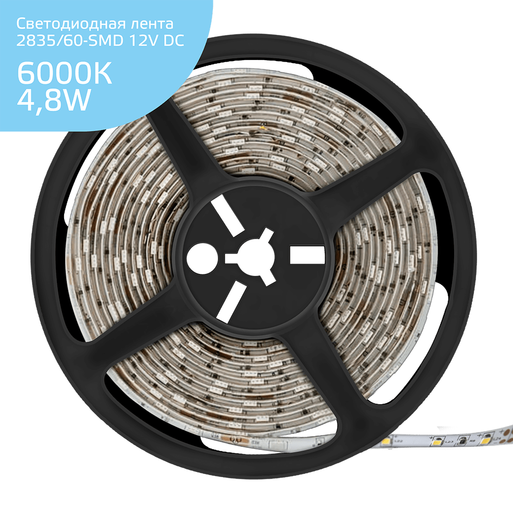Лента светодиодная Gauss LED 2835/60-SMD, 5 м, SMD 2835, 4.8 Вт на метр, 6500 K (355000305)