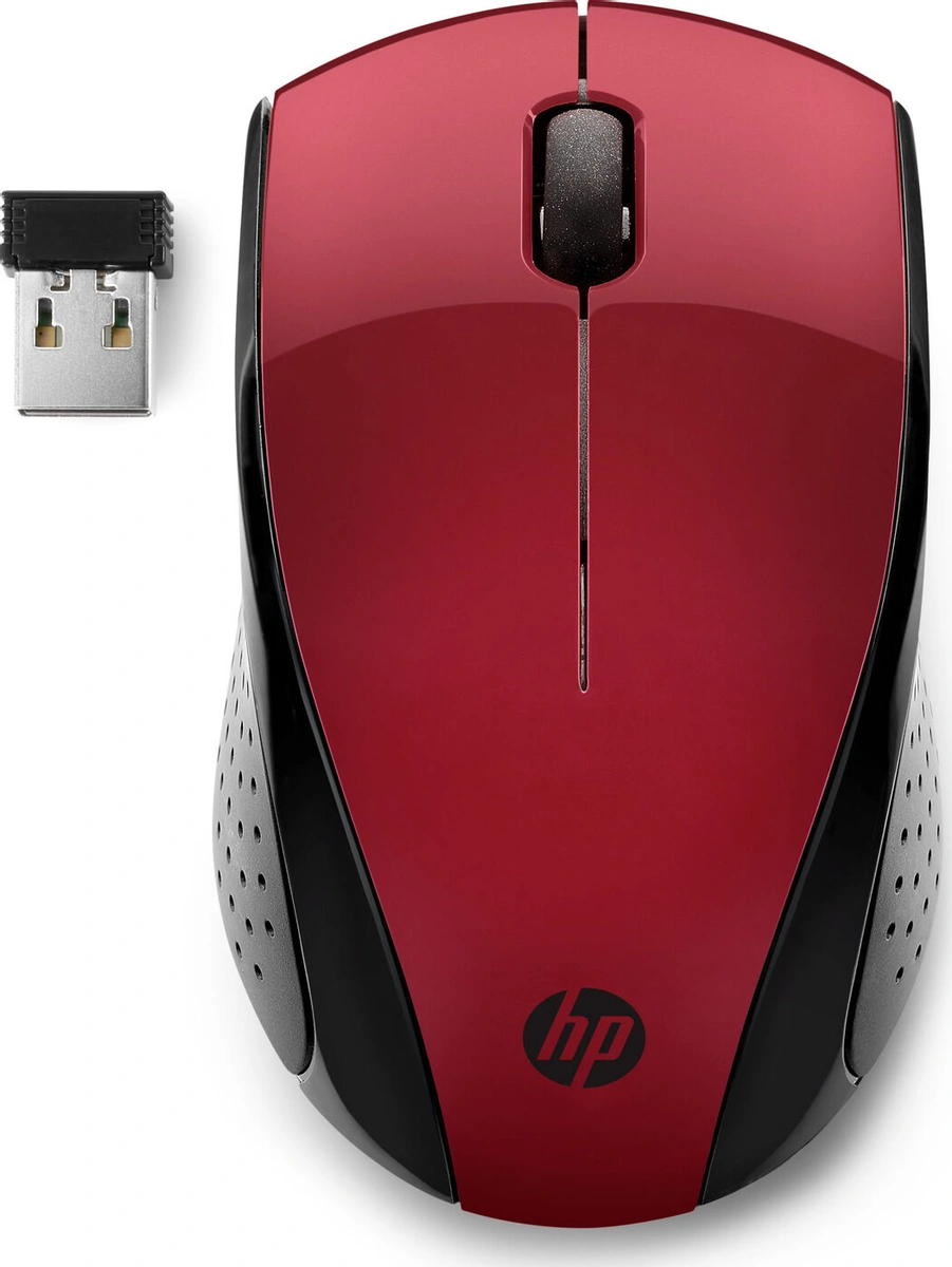 Мышь беспроводная HP Wireless Mouse 220, 1200dpi, оптическая лазерная, Wireless, USB, красный/черный (7KX10AA#ABB)