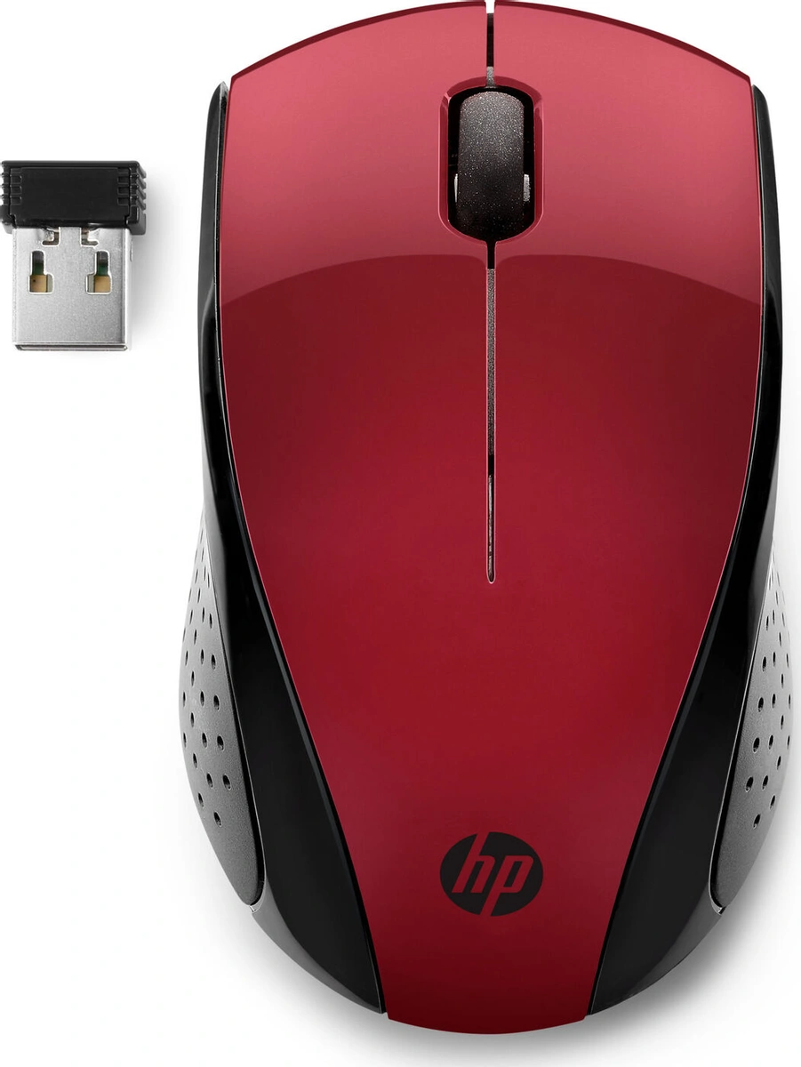 Мышь беспроводная HP Wireless Mouse 220 1200dpi оптическая лазерная Wireless USB красныйчерный 7KX10AAABB 1000₽