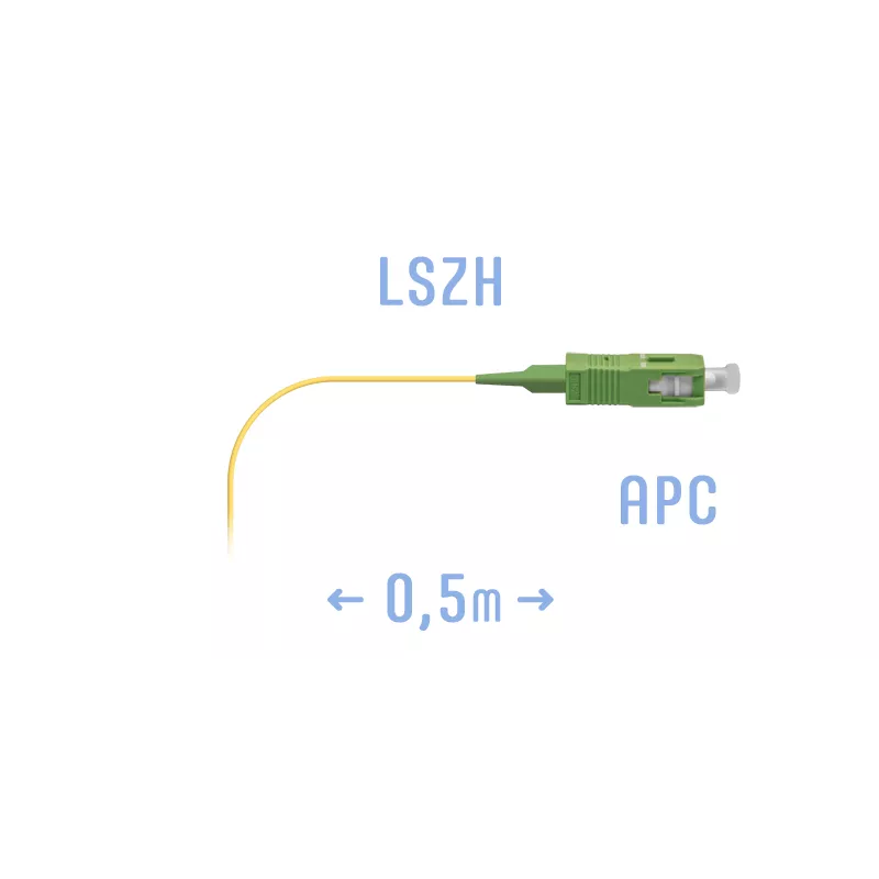 

Пигтейл, SC/APC/APC, 50см, зеленый/желтый (SC/APC SM 0,5 m), 0