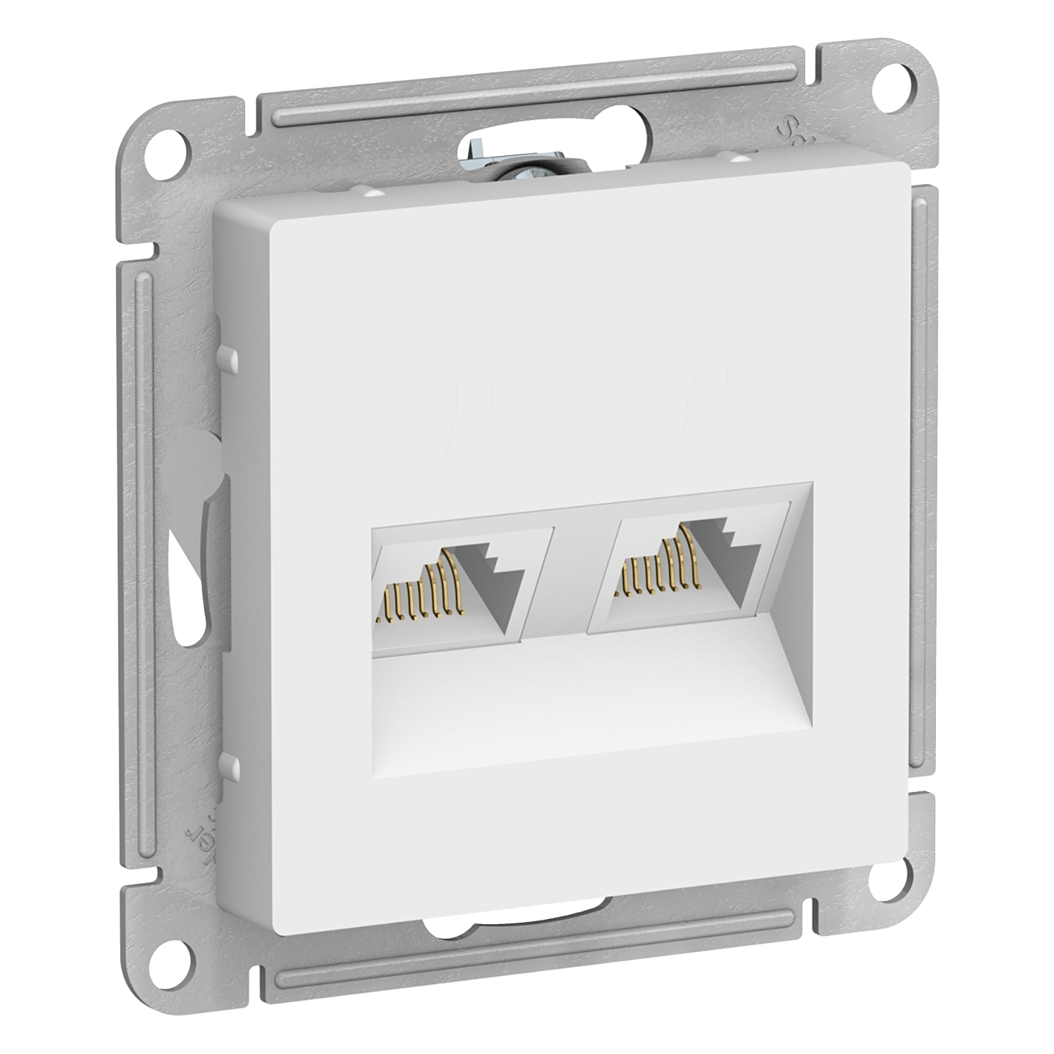 

Розетка RJ-45+RJ-45 скрытый монтаж категория 5e, механизм без рамки, белый, Schneider Electric AtlasDesign (ATN000185)