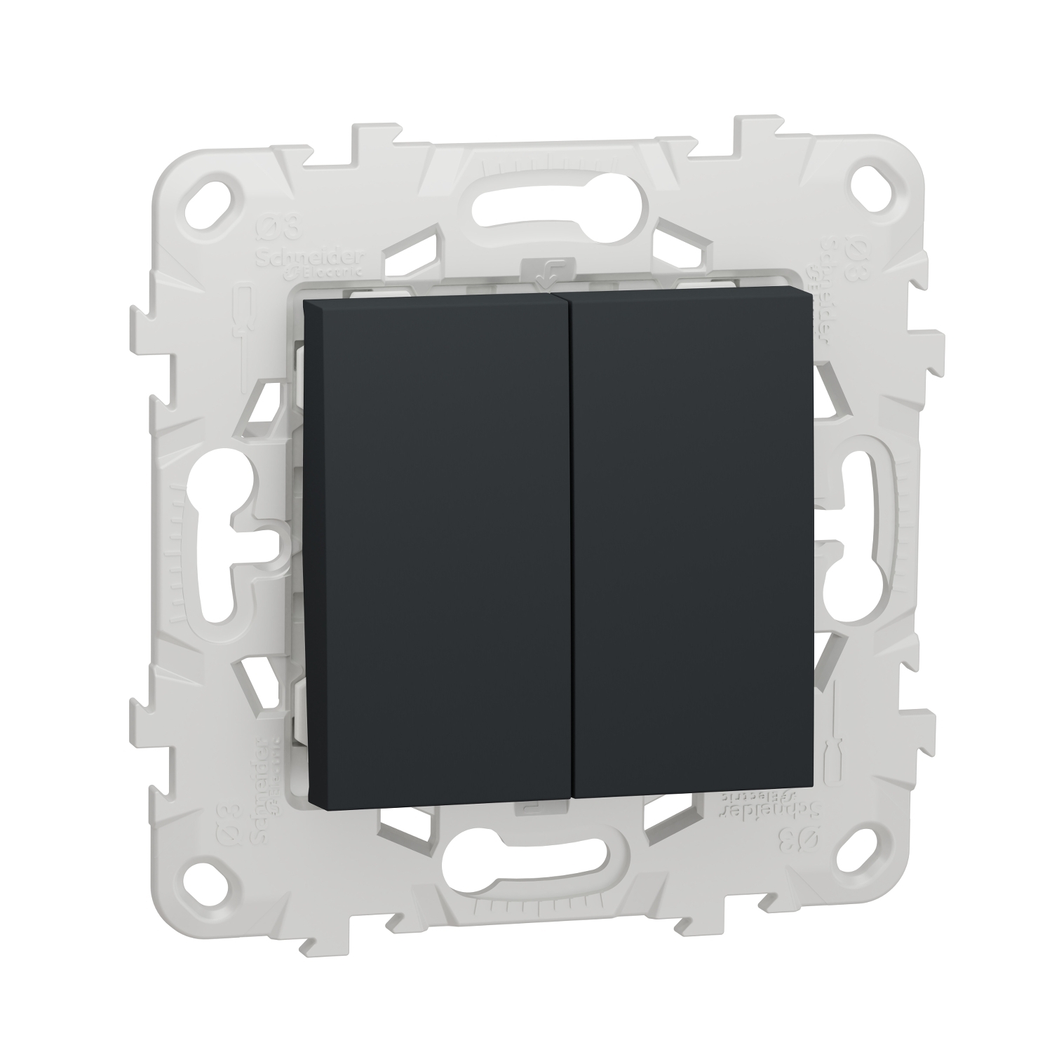 

Выключатель Schneider Electric Unica New, 2кл., скрытый монтаж, механизм с накладкой без рамки, антрацит (NU521154), 0