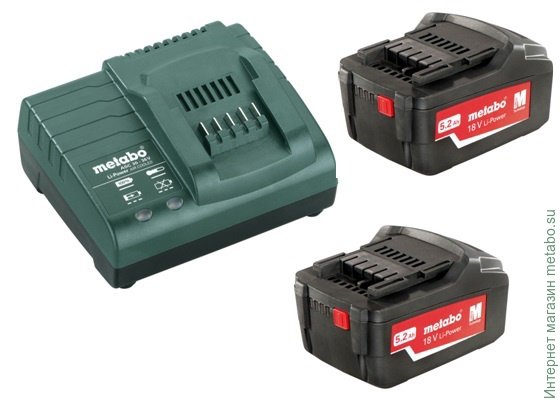 

Набор Metabo Basic-Set 685051000, 18V, 5.2Ah, Li-Ion для Metabo, 2 АКБ 18В/5,2А·ч и ЗУ ASC 30-36 В (685051000), 685051000