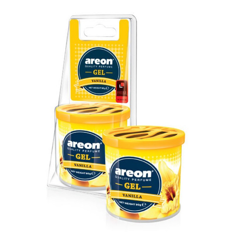 

Ароматизатор автомобильный на приборную панель Areon GEL CAN BLISTER GCB09, гелевый, Ваниль (704-GCB-09), GCB09