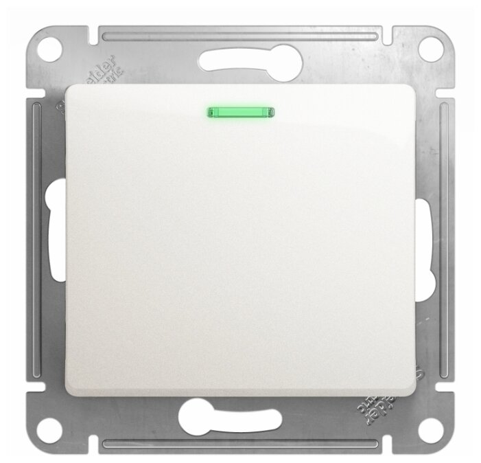 

Выключатель Schneider Electric GLOSSA, 1кл., индикатор/подсветка, скрытый монтаж, механизм с накладкой без рамки, Перламутровый (GSL000613)