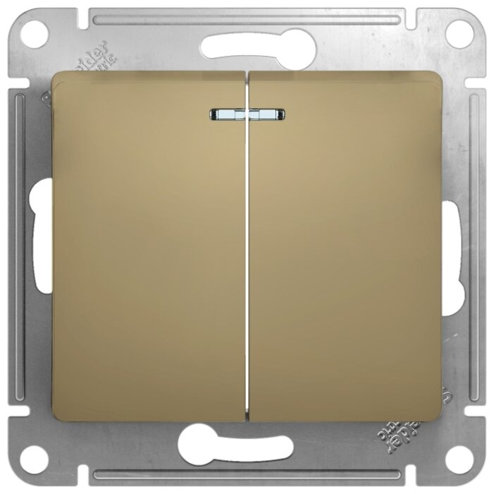 

Выключатель Schneider Electric GLOSSA, 2кл., индикатор/подсветка, скрытый монтаж, механизм с накладкой без рамки, титан (GSL000453)