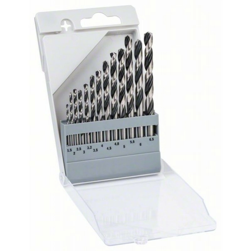 

Набор сверл ⌀1.5-6.5 мм, быстрорежущая сталь, по металлу, Bosch, 13шт. (2608577349)