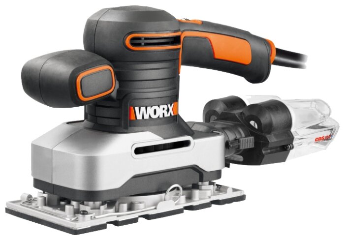 Вибрационная шлифмашина WORX WX642.1, сетевая, 270Вт, 12000кол/мин, лента 230мм x 93мм, пылесборник, кейс, 2кг