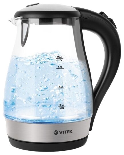 

Чайник VITEK VT-7085 1.7л. 2200Вт, закрытая спираль, металл/стекло, серебристый,черный, VT-7085