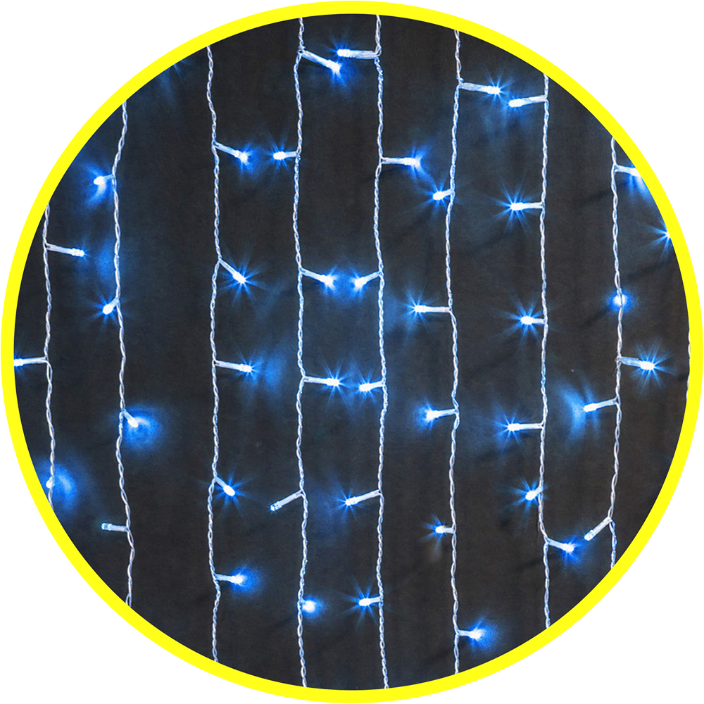 

Гирлянда NEON-NIGHT светодиодная занавес, ламп: 357шт., 1.5м x 1.5м, голубой (NGF-C01-357B-8-2x1.5m-230-TR-IP44)