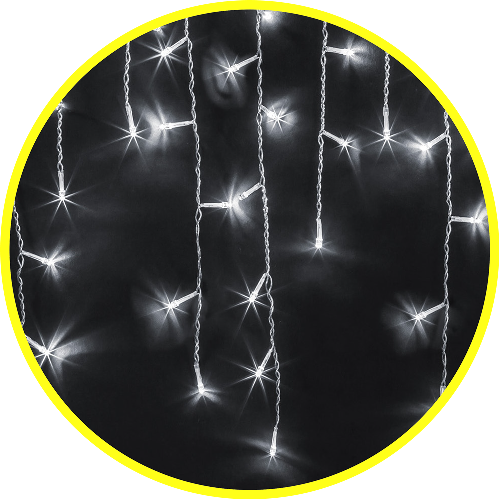 

Гирлянда NAVIGATOR светодиодная занавес, ламп: 100шт., 2м x 0.5м, белый (NGF-I02-100CW-8-3.5m-230-TR-IP44)