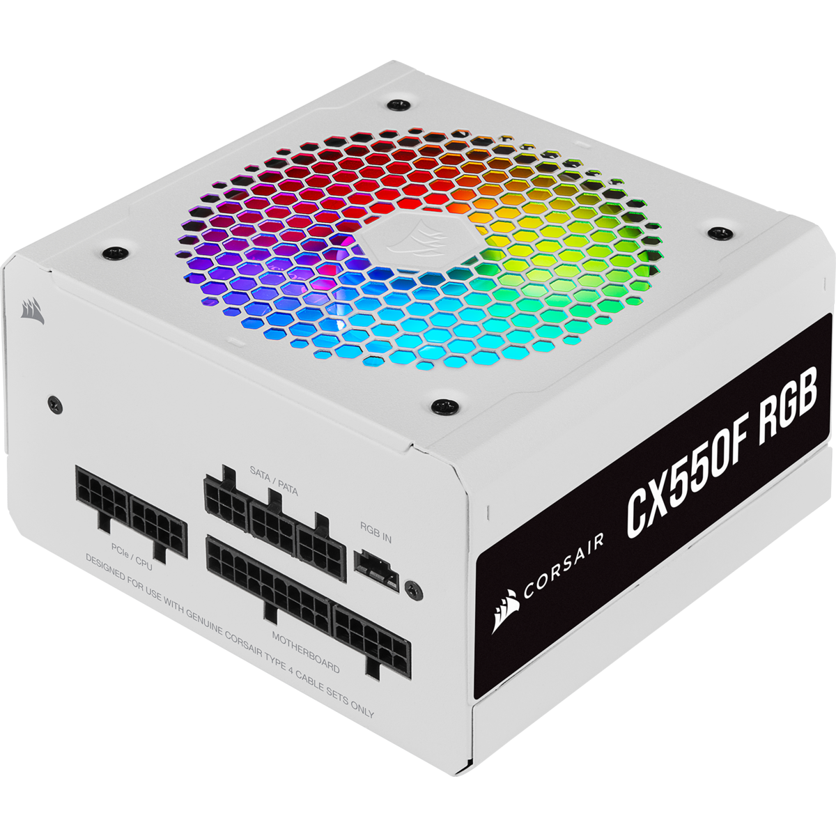 

Блок питания 550Вт ATX Corsair CX550F RGB White, 120 мм, 80 Plus Bronze (CP-9020225-EU), CX550F RGB White