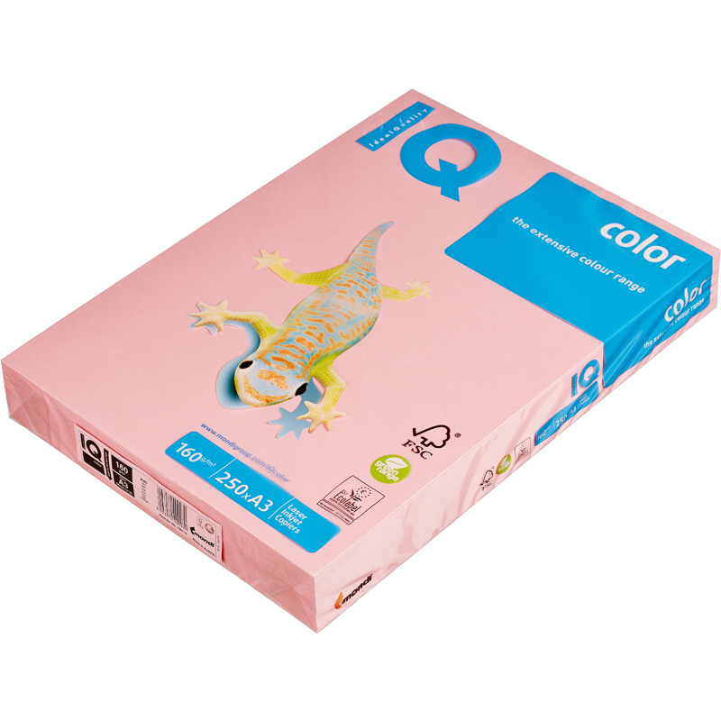 

Бумага A3 160г/м² 250 листов, розовый, IQ COLOR (9003974400280)