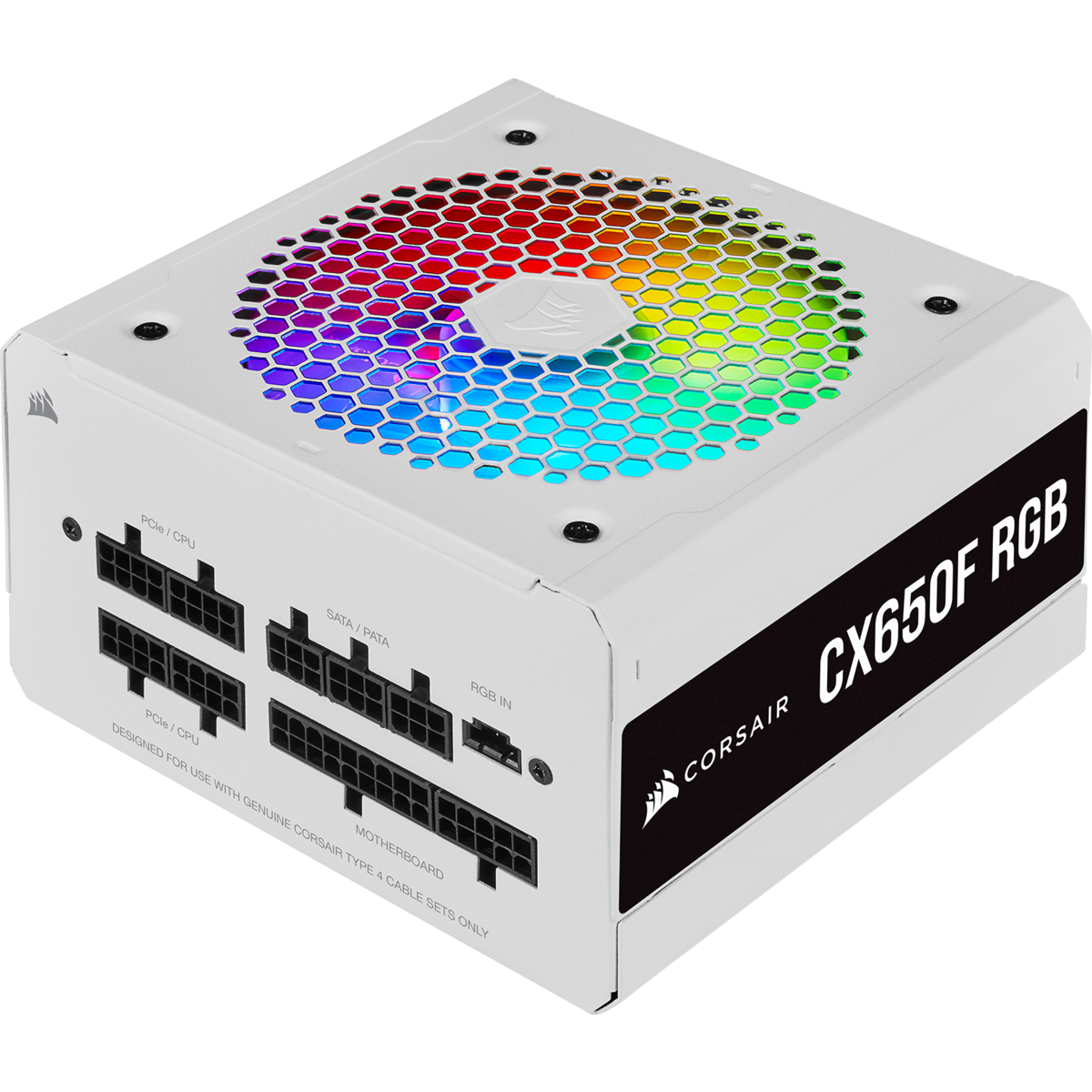 

Блок питания 650Вт ATX Corsair CX650F RGB White, 120 мм, 80 Plus Bronze (CP-9020226-EU), CX650F RGB White