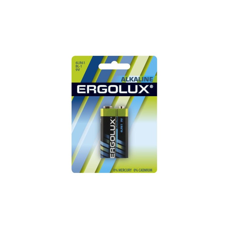 Батарейка Ergolux Ergolux, крона (6LR61/6LF22/1604A/1604S/6F22), 9V, 1 шт