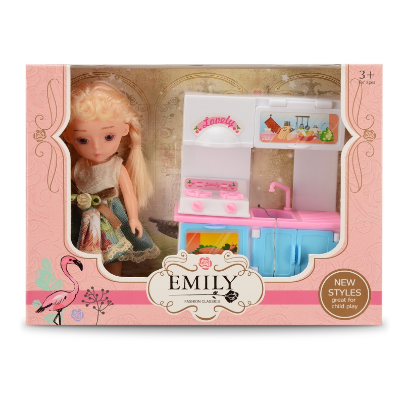 

Кукла QIAN JIA TOYS "Кухонька", 15 см, плита, раковина, гарнитур, аксессуары в комплекте (HP1125901), "Кухонька"