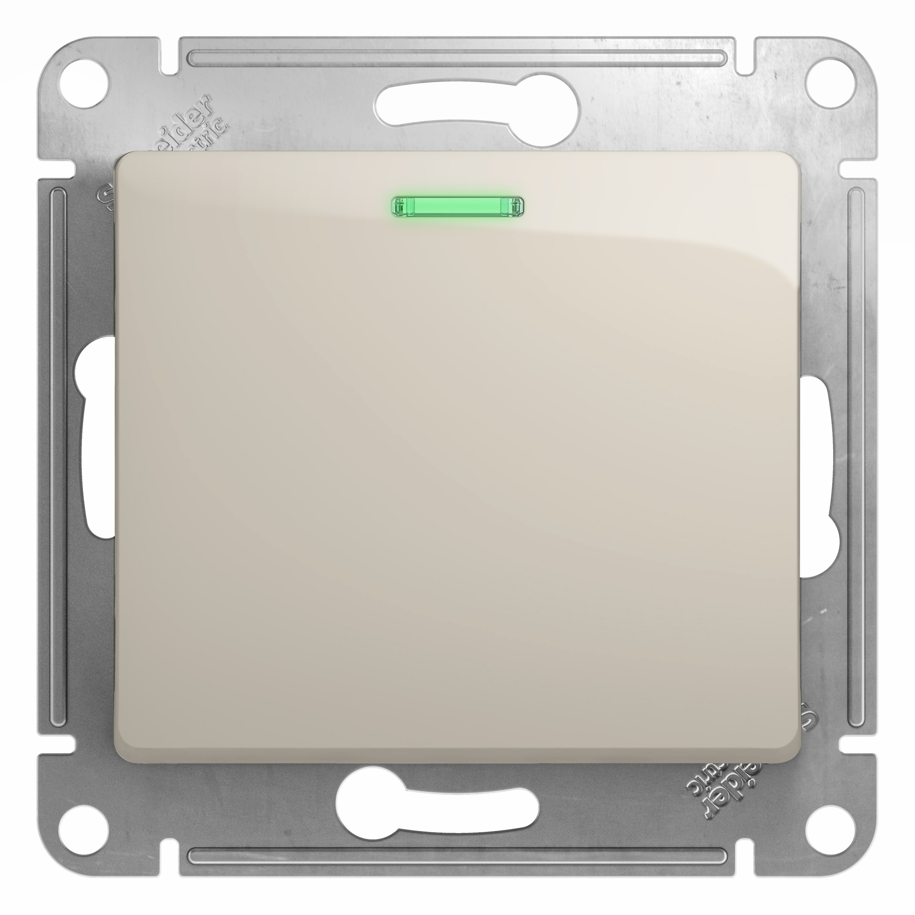 

Переключатель Schneider Electric GLOSSA, 1кл., индикатор/подсветка, скрытый монтаж, механизм с накладкой без рамки, молочный (GSL000963)