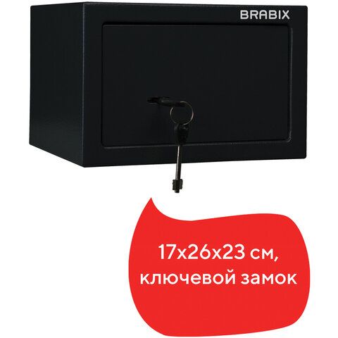 

Сейф мебельный 170мм x 260мм x 230мм, 3.7кг, замков: 1/ключевой, BRABIX SF 170KL (S103BR210514), Черный, 170KL