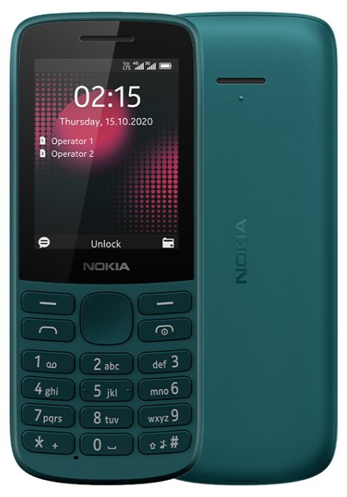 

Мобильный телефон Nokia 215, 2.4" 320x240 TN, Unisoc T117, 3G/LTE, BT, 2-Sim, 1150mAh, micro-USB, голубой (16QENE01A01), 215