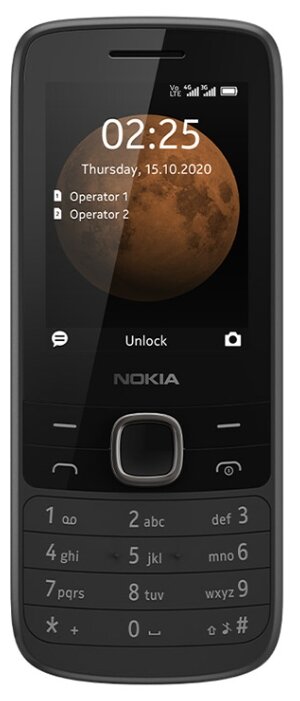 Мобильный телефон Nokia 225, 2.4" 320x240 TN, 3G/LTE, BT, 1xCam, 2-Sim, 1200mAh, micro-USB, черный (16QENB01A02)