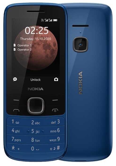 

Мобильный телефон Nokia 225, 2.4" 320x240 TN, Unisoc T117, 3G/LTE, BT, 2-Sim, 1200mAh, micro-USB, синий (16QENL01A01), 225