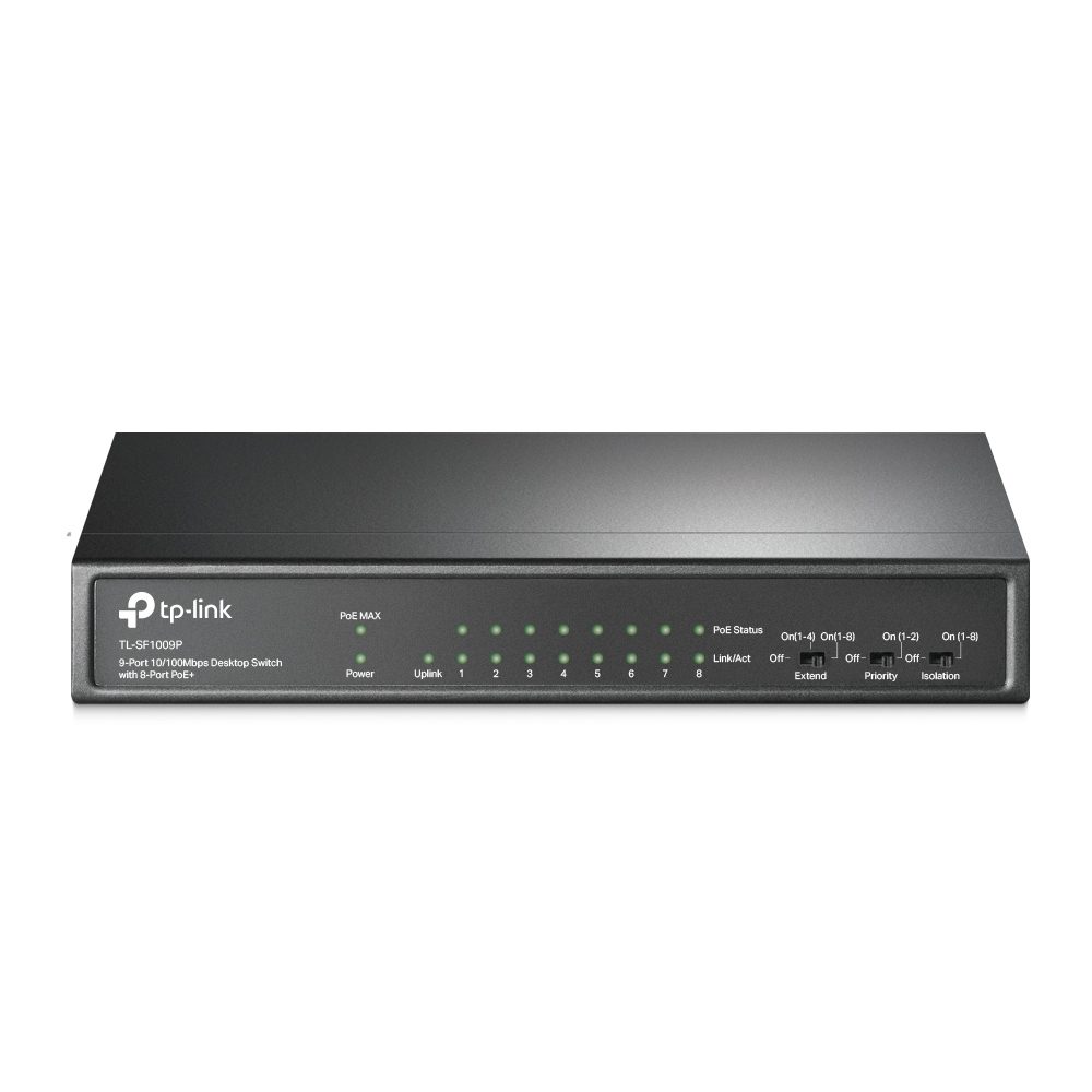 

Коммутатор TP-LINK TL-SF1009P, кол-во портов: 9x100 Мбит/с, PoE: 8шт.x30Вт (макс. 65Вт) (TL-SF1009P), TL-SF1009P