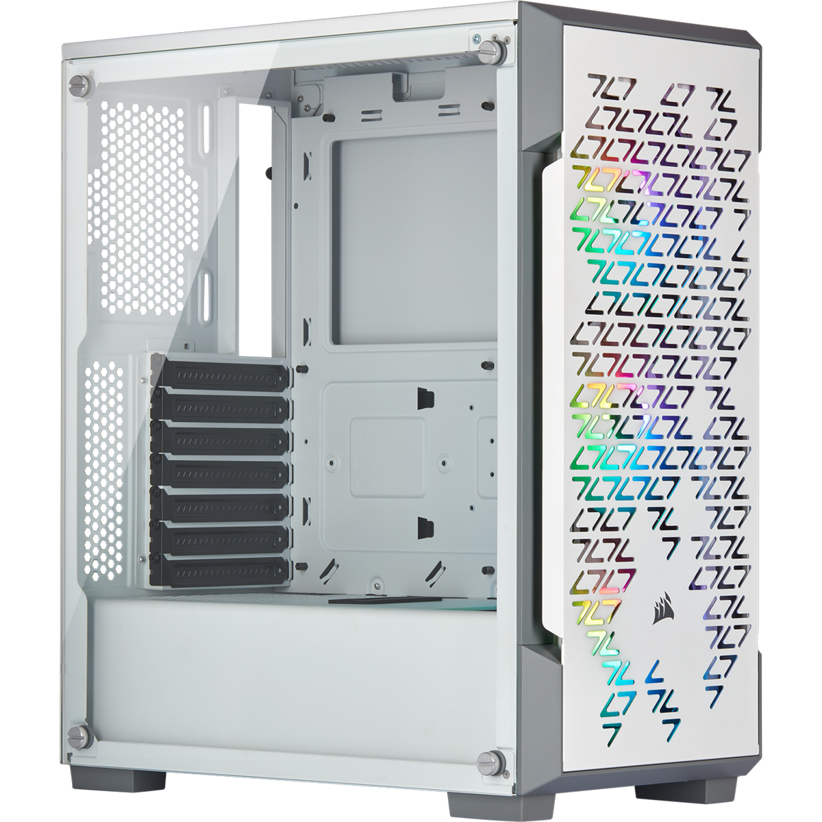 Корпус Corsair iCUE 220T RGB , ATX, mATX, Mini-ITX, Midi-Tower, 2xUSB 3.0, белый, Без БП (CC-9011174-WW)