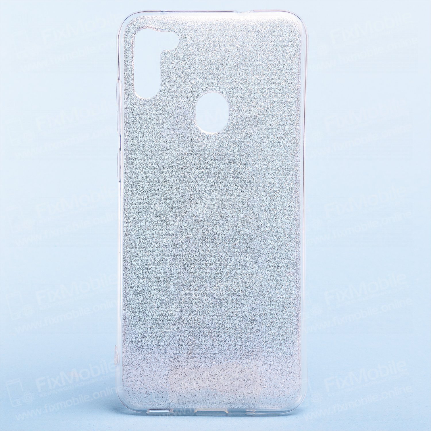 Чехол-накладка Glamour Силиконовый для смартфона Samsung Galaxy M11, силикон, серебряный (119223)