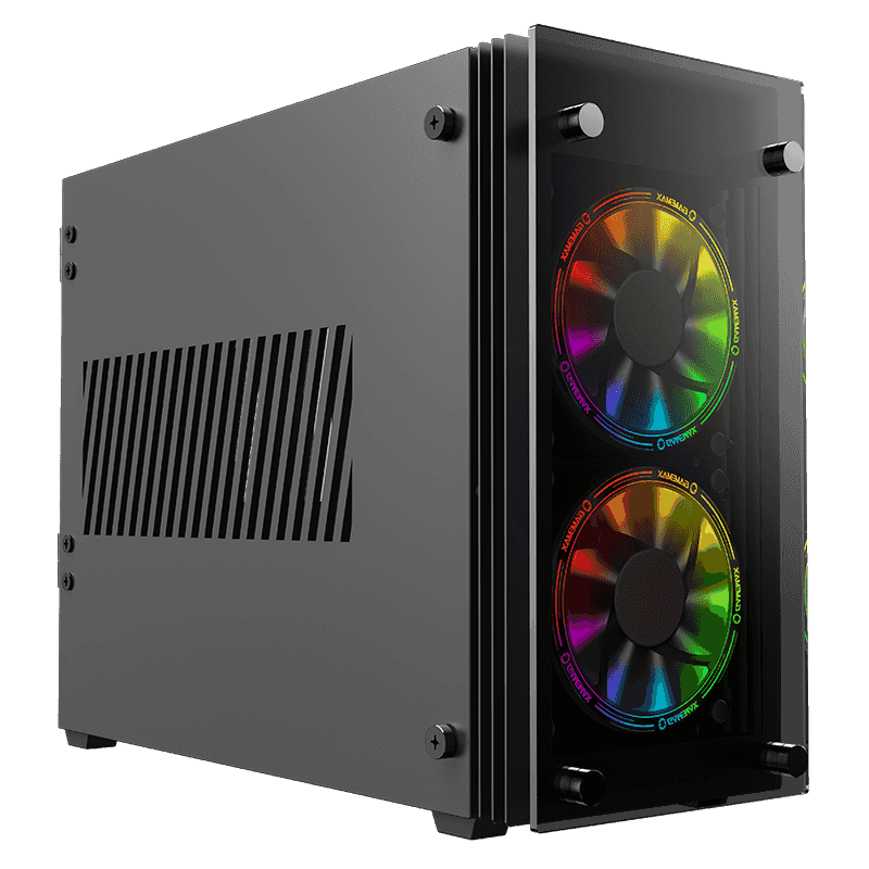 Корпус GameMax Stratos ITX, Mini-ITX, Mini-Tower, 2xUSB 3.1, RGB подсветка, черный, без БП