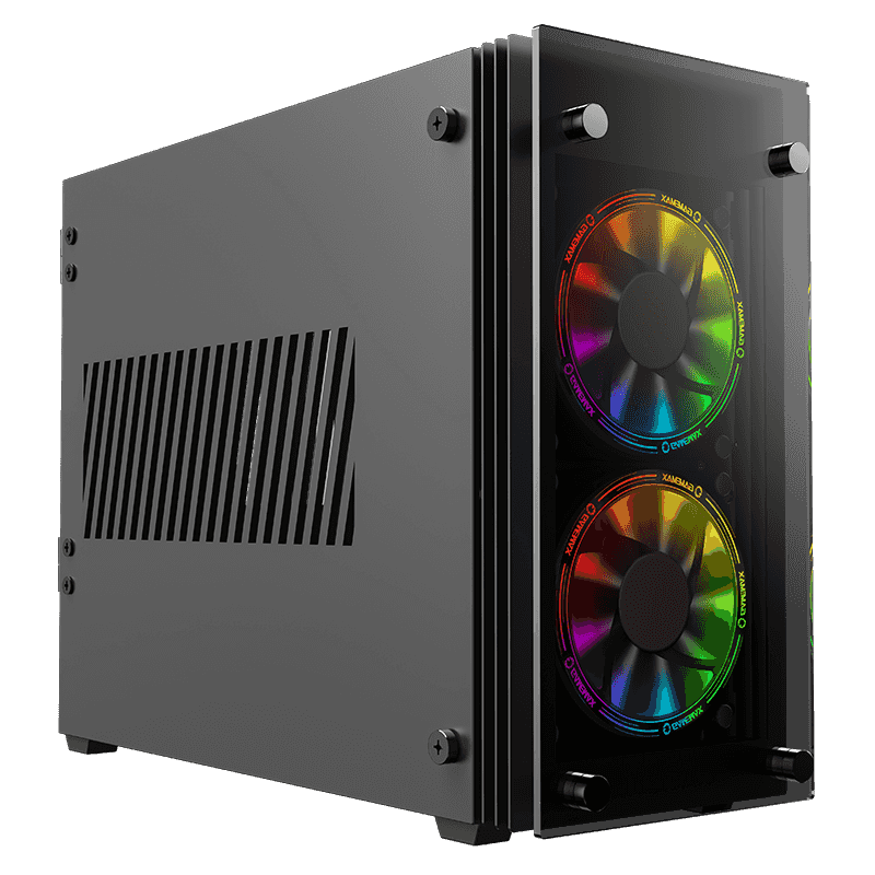 

Корпус GameMax Stratos ITX, Mini-ITX, Mini-Tower, 2xUSB 3.1, RGB подсветка, черный, без БП, Stratos ITX