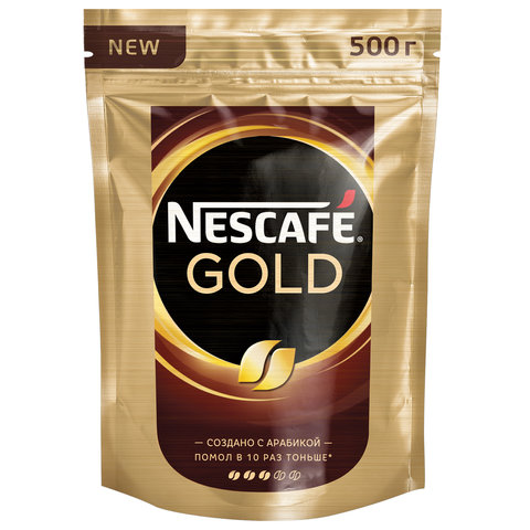 

Кофе растворимый NESCAFE Gold 500г, мягкая упаковка, молотый в растворимом, сублимированный (12327046), Gold