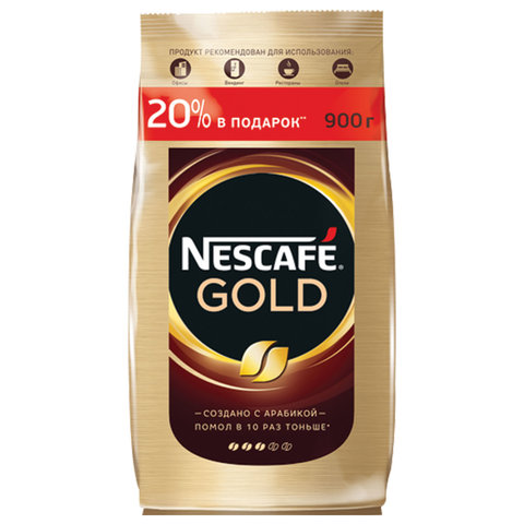 

Кофе растворимый NESCAFE Gold 900 г, мягкая упаковка, молотый в растворимом, сублимированный (12232003), Gold