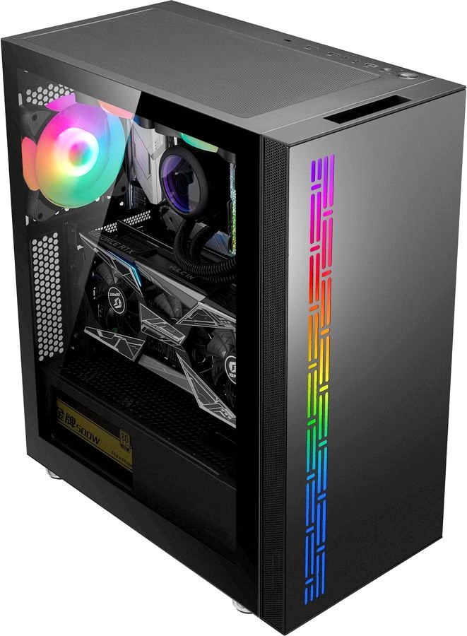 Корпус Formula F-3703, ATX, Midi-Tower, USB 3.0, USB Type-C, RGB подсветка, черный, без БП