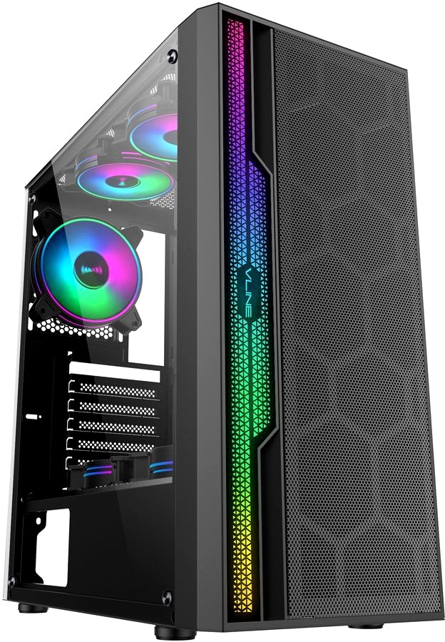 

Корпус Formula V VLINE 2052, ATX, Midi-Tower, USB 3.0, RGB подсветка, черный, без БП (VLINE 2052B), V-LINE 2052