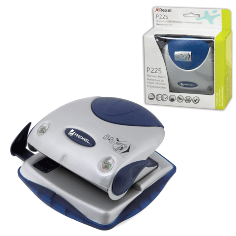 

Дырокол 25 листов, 2 отверстия, линейка, синий/серебристый, Rexel Precision 225 (2100744), 225