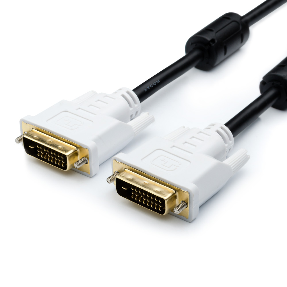 

Кабель DVI-D(M)-DVI-D(M) Dual Link, экранированный, ферритовый фильтр, 1.8 м, черный Atcom AT8057 (AT8057), AT8057