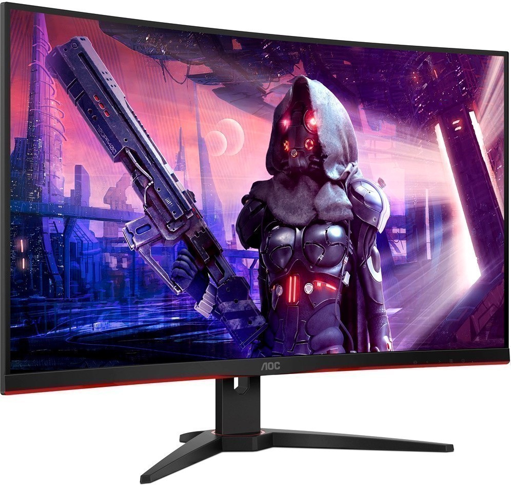 

Монитор 31.5" AOC C32G2AE VA, изогнутый, 1920x1080 (16:9), 250кд/м2, 165Hz, 1мс, 178°/178°, FreeSync, VGA, HDMI, DisplayPort, черный/красный (C32G2AE/BK), C32G2AE